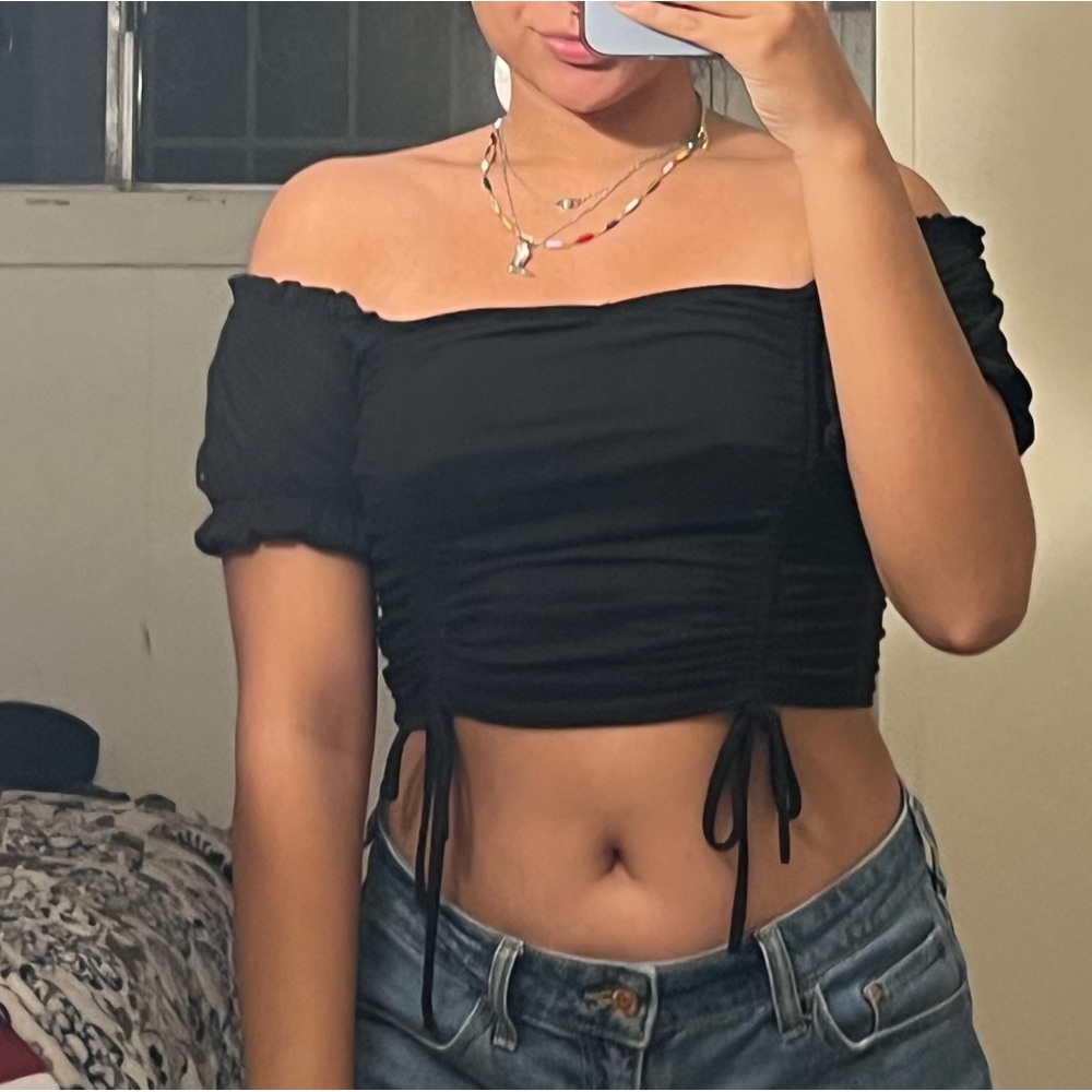 on or off the shoulder ruched top